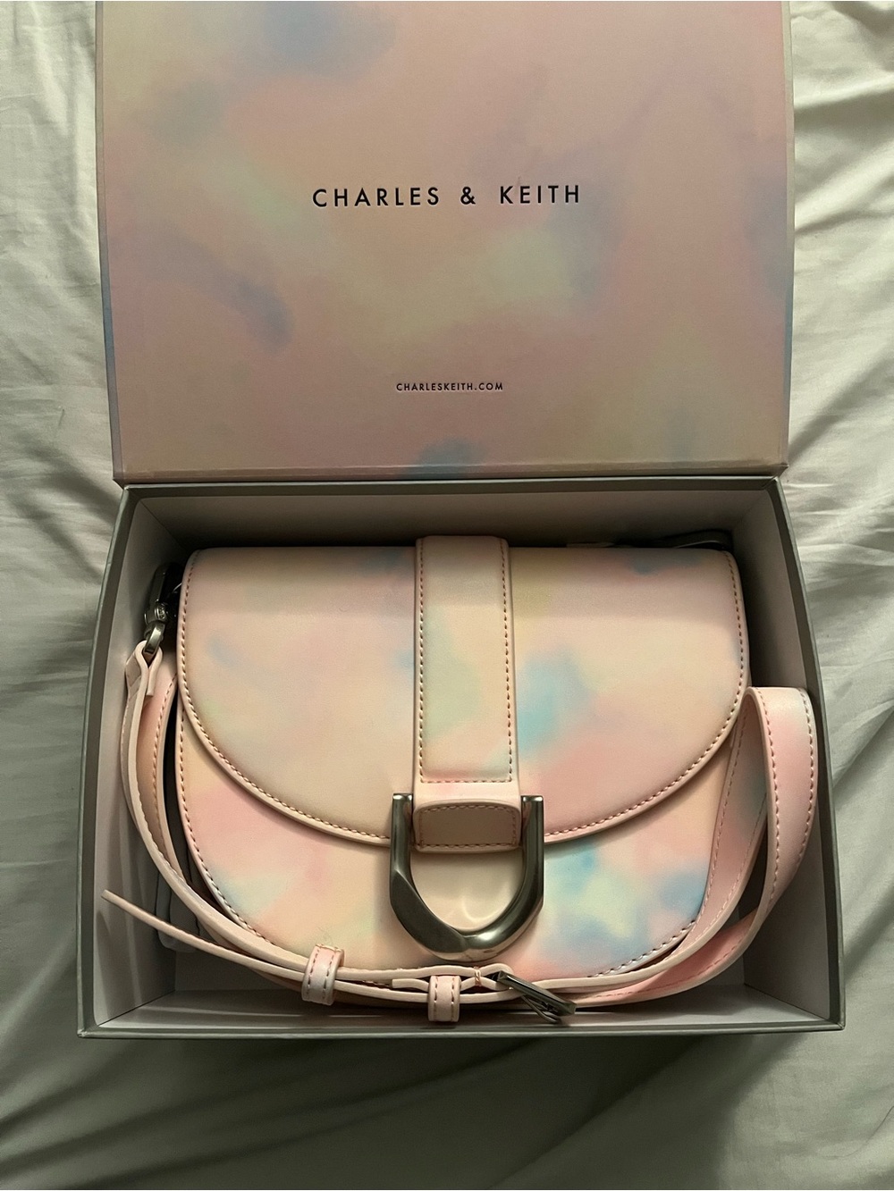 Charles & Keith Gabine Swirl Saddle Crossbody Bag - Picture 1 of 5